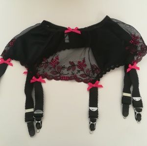 Verity-Cerise Lace Garter Belt
